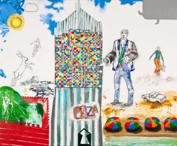 Tillmann Damrau - PLAZA/THE OVIDIANS, 2010, Mixed Media auf Leinwand, 190 x 230 cm