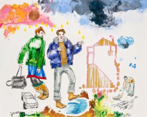 Tillmann Damrau, AURORA CONSURGENS, 2012, Mixed Media auf Leinwand, 160 x 200 cm